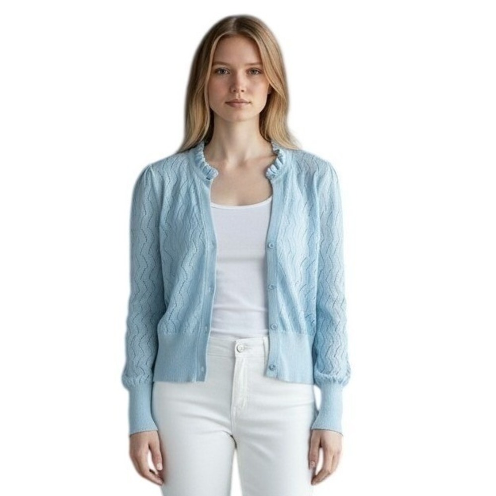 French Connection‎ Forget Me Not Light Blue Spring/Summer Cardigan - Med- NWT